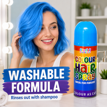 1x Adult Party Color Hair Spray 200ml Blue Washable Non-Permanent Hair Paint