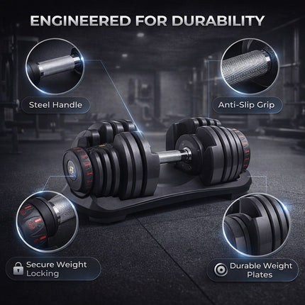 2x Adjustable Quick Dial Dumbbell Set
