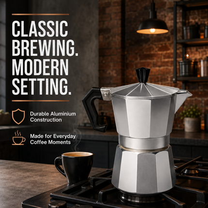 Moka Pot Stovetop Aluminium Italian Espresso Ground Coffee Latte Maker 100ml