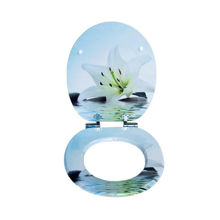 Universal Toilet Seat Lilly &Stones Design MDF Bathroom WC Seat 18" With Fitting