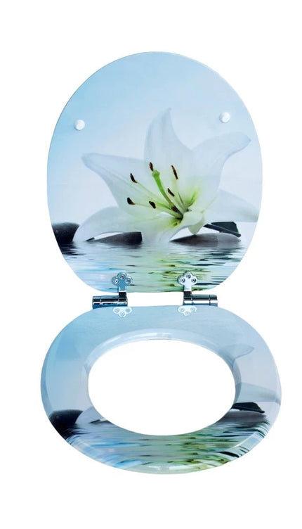 Universal Toilet Seat Lilly &Stones Design MDF Bathroom WC Seat 18" With Fitting