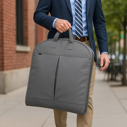 Large Garment Suit Bag Premium Grey Foldable Carrier Travel Bag Cover Storage