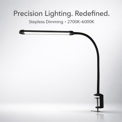 LED Desk Lamp with Clamp Stepless Dimming Modes 2700-6000K Office Desk WorkLight
