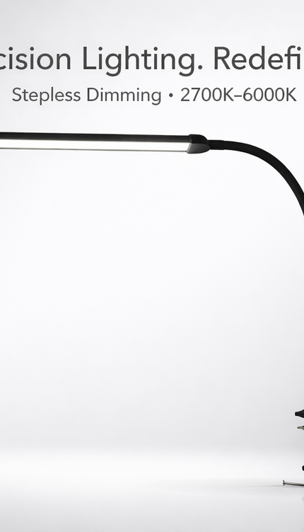 LED Desk Lamp with Clamp Stepless Dimming Modes 2700-6000K Office Desk WorkLight
