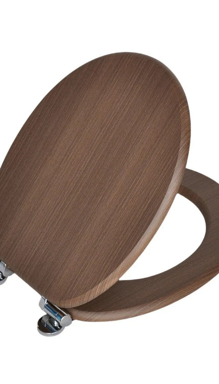 18'' Universal Bathroom Toilet Seat Wooden Easy Fit WC Seat with Fittings