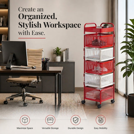 6 Tier Rotating Storage Rack Kitchen Bathroom Square Trolley Organizer Cart