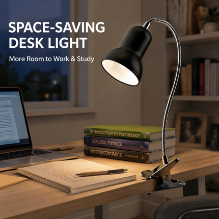 Clip On LED Desk Lamp E27 Flexible Gooseneck Reading Study Bedside Light 40W Max