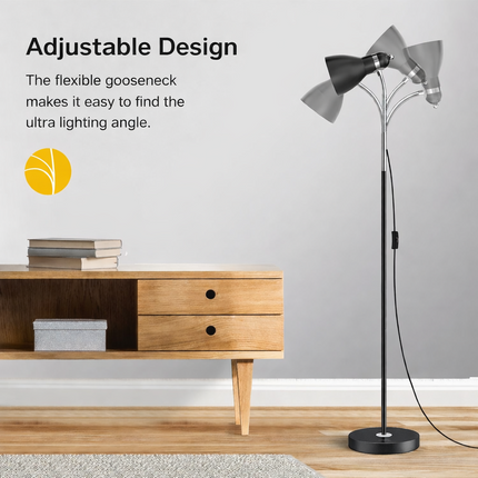 Metal Floor Lamp with Adjustable Neck & Heavy Base, Perfect for Reading & Office