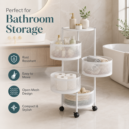 Storage Rack Rotating 5 Tier Kitchen Vegetable Bathroom Organizer Shelf
