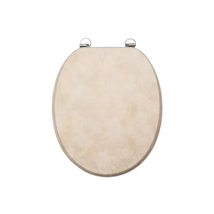 18" UNIVERSAL BATHROOM TOILET SEAT BEIGE MARBLE STONE EFFECT WC SEAT +FITTINGS