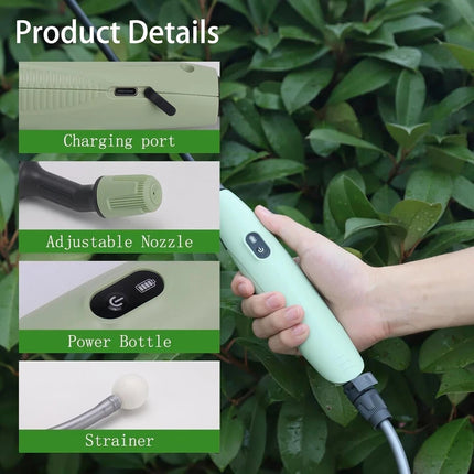 Electric Wand Sprayer With 5m Hose & Nozzles Battery Powered Rechargeable Wand