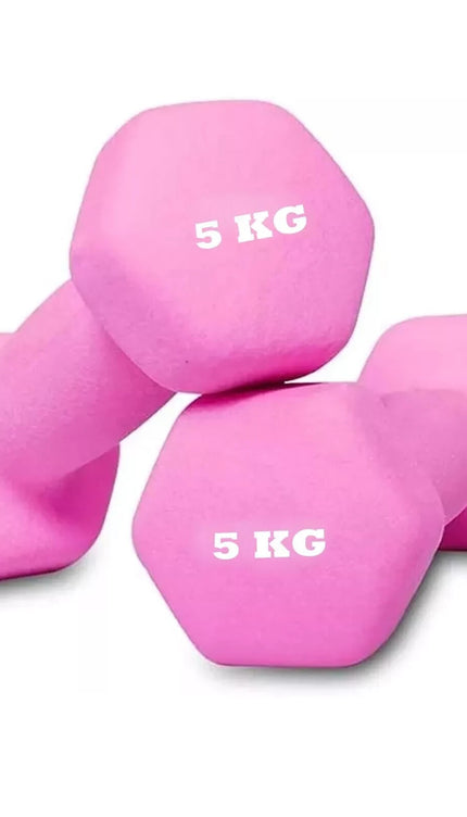 Neoprene Dumbbells 5KG x 2 Weights Iron Hand Aerobic Workout Fitness Gym Pink