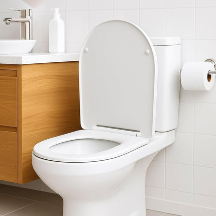 UF Soft Close 18in Universal Bathroom Toilet Seat White WC Seat with Fittings
