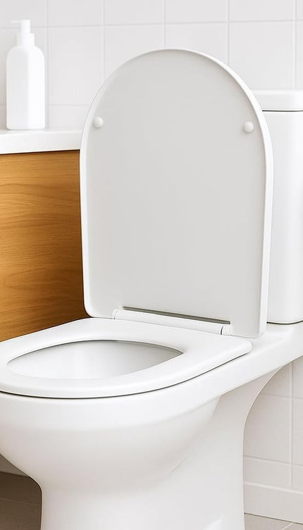 UF Soft Close 18in Universal Bathroom Toilet Seat White WC Seat with Fittings