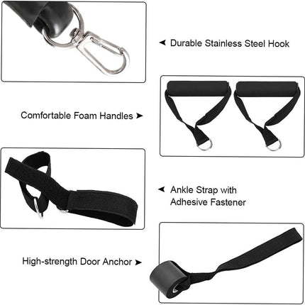 11PC Resistance Bands Set for Workout Exercise CrossFit Fitness & Yoga Training