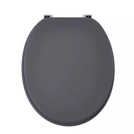 18" Universal MDF Bathroom Toilet Seat Grey Easy Fit WC Seat with Fittings