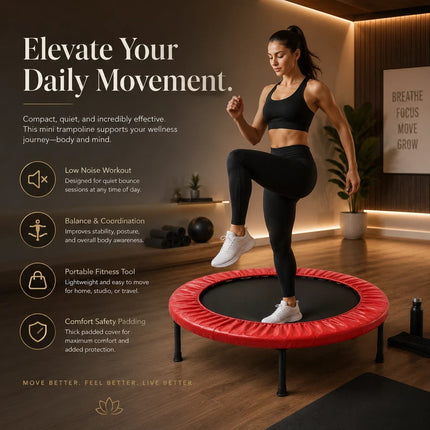 Mini Fitness Trampoline Red Portable Cardio Workout Exercise Rebounder 36 Inch