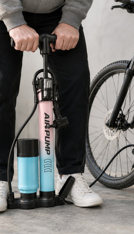 Bike Pump Bicycle Floor Air Pump With Gauge Presta & Schrader