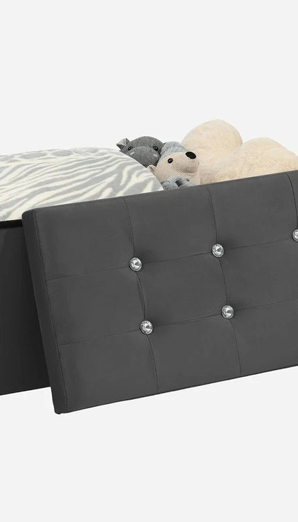 OTTOMAN STORAGE BOX FOLDING STORAGE OTTOMAN POUFFE BENCH SEAT TOY BOX 76cm