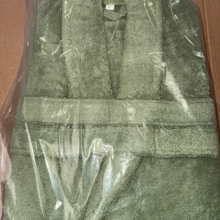 Large Sage Green Unisex Cotton Terry Bathrobe Gown Soft Spa Robe Men Women