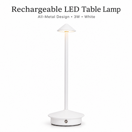 Cordless LED Table Lamp USB-C Rechargeable Dimmable Metal Light 3 Colour Modes
