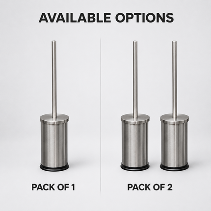 Stainless Steel Toilet Brush & Holder Bathroom WC Cleaning Brush Set Long Handle