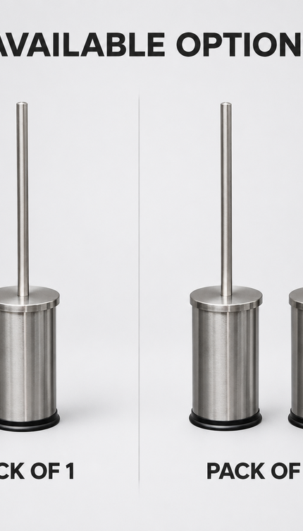 Stainless Steel Toilet Brush & Holder Bathroom WC Cleaning Brush Set Long Handle