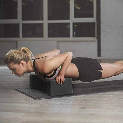 Yoga Gym Blocks 2pcs Black Comfortable Non-Slip Workout Fitness Bricks Pilates