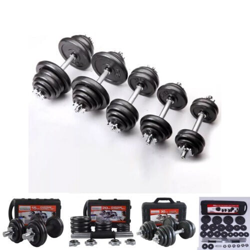 Adjustable Dumbbell Barbell Set Cast Iron 15-50KG Body Building Set - Box Damage