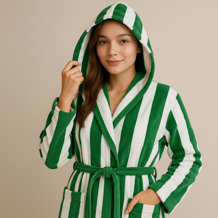 Small White Green Unisex Cotton Terry Bathrobe Gown Soft Spa Robe Men Women