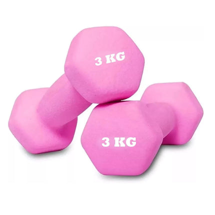 Neoprene Dumbbells 3KGx2 Set Hand Weights Iron Aerobic Workout Fitness Gym Pink