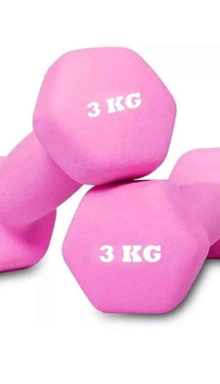 Neoprene Dumbbells 3KGx2 Set Hand Weights Iron Aerobic Workout Fitness Gym Pink