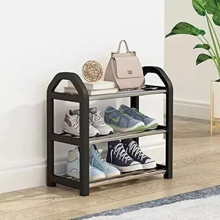 3-Tier Black Shoe Rack Stand