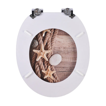 18" Universal Toilet Seat MDF Wooden Bathroom WC Easy Fit + Fittings Novelty