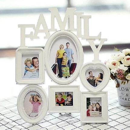 Family Photo Frame Collage White 6 Photos Multi Aperture Wall Hanging Display