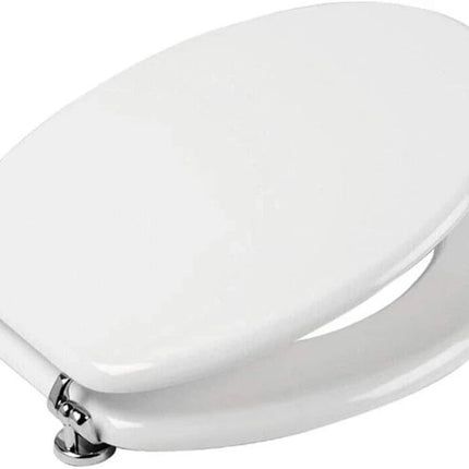 18" Universal Toilet Seat White Easy Fit Bathroom WC Seat With Fittings