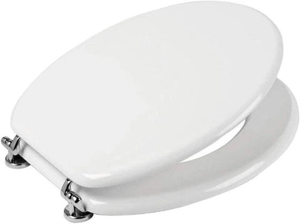 18" Universal Toilet Seat White Easy Fit Bathroom WC Seat With Fittings