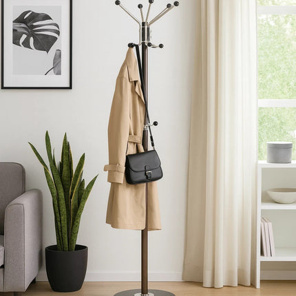Freestanding Coat Rack Marble Base Stand Jacket Clothes Umbrella Garment Hanger