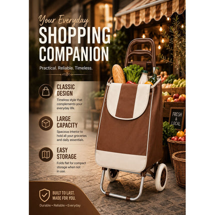 Folding Shopping Trolley with Waterproof Bag