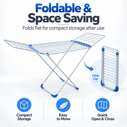 Winged Folding Clothes Airer Heavy Duty Metal Laundry Drying Rack Indoor 18M/25M