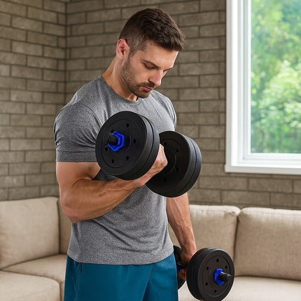 Dumbbell Barbell Set 10KG Adjustable Home Gym Weights Push Up Bar Rod