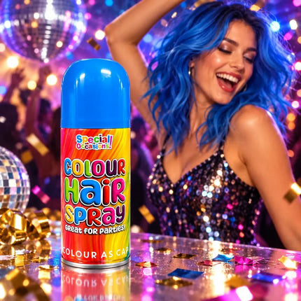 Temporary Hair Colour Spray 200ml Washable Glitter & Classic Dress Party Colours