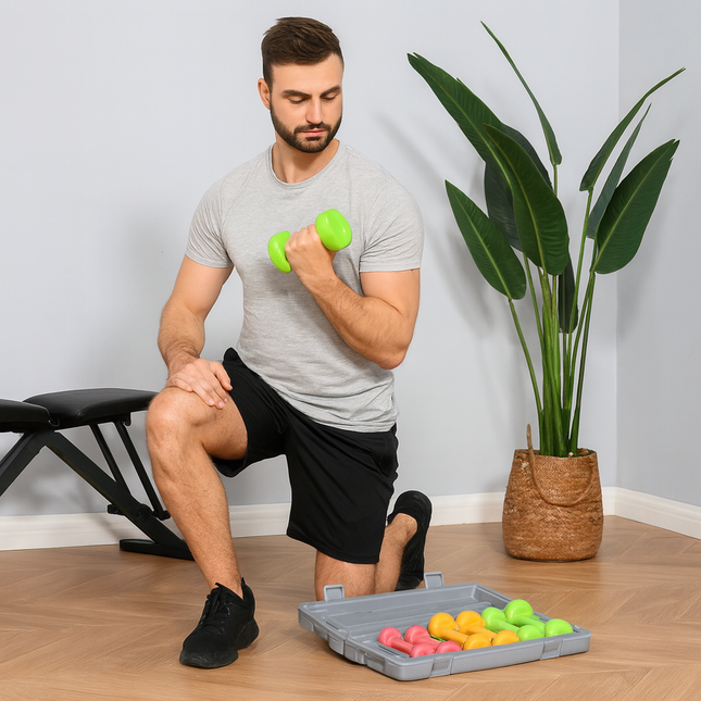 6KG Neoprene Hex Dumbbell Hand Weight Sets with Carry Case Anti-roll Anti-Slip