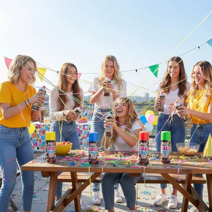 6x Party Silly String Spray Cans Mixed Colours Fun Streamers Party Celebration