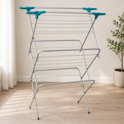 3 Tier Folding Clothes Airer Indoor Laundry Drying Rack Freestanding Metal Dryer