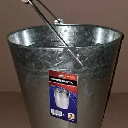 TRADITIONAL GALVANISED STRONG STEEL METAL BUCKET WITH WOODEN HANDLE 9L To 18L