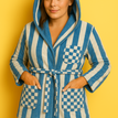Small / blue & white styl 2 / Hooded