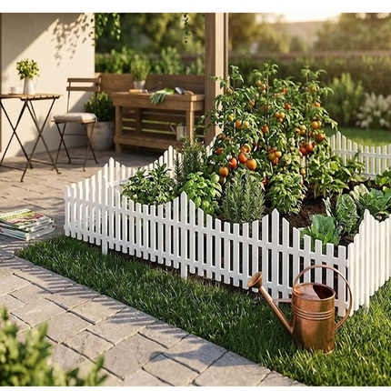 Lawn Border Fence 10PCS White Wood Effect Garden Edging Panels