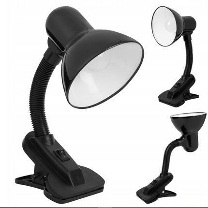 Adjustable Desk Clamp Lamp Bed Study Reading Light Clip On Table Lamp Black