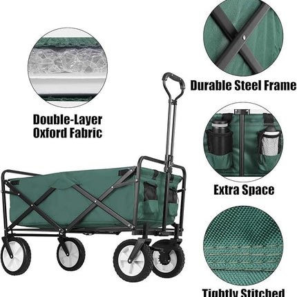 Collapsible Folding Wagon Trolley Cart 80kg On Wheels Festival Camping & Garden